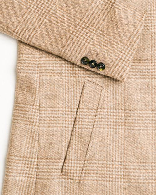 Short slim fit coat of wool blend check