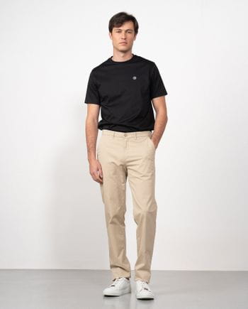 Pantalón sport chino slim fit en sarga lisa de algodón elástico