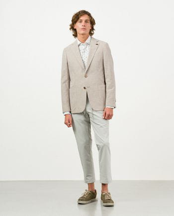 Regular fit unstructured jacket in crow´s foot cotton-linen fabric