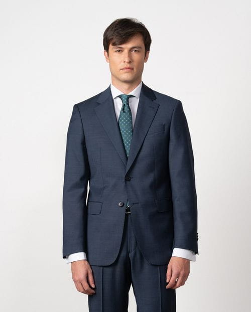 Slim fit suit of false plain 100% wool fabric