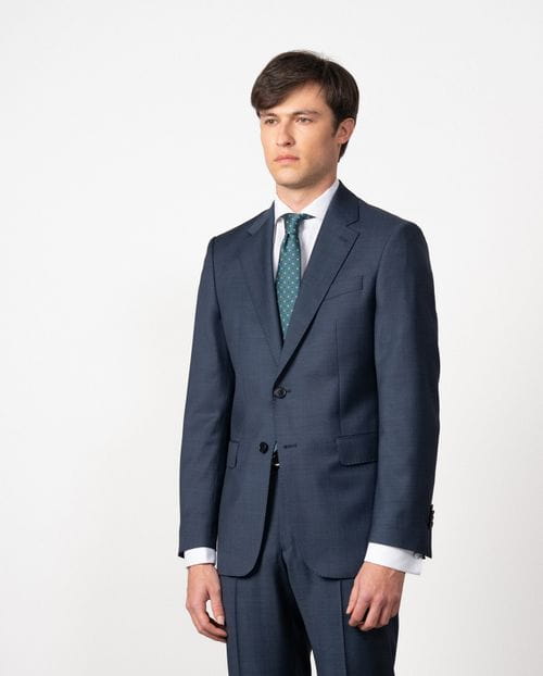 Slim fit suit of false plain 100% wool fabric