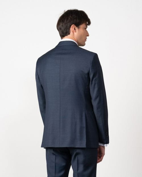Slim fit suit of false plain 100% wool fabric