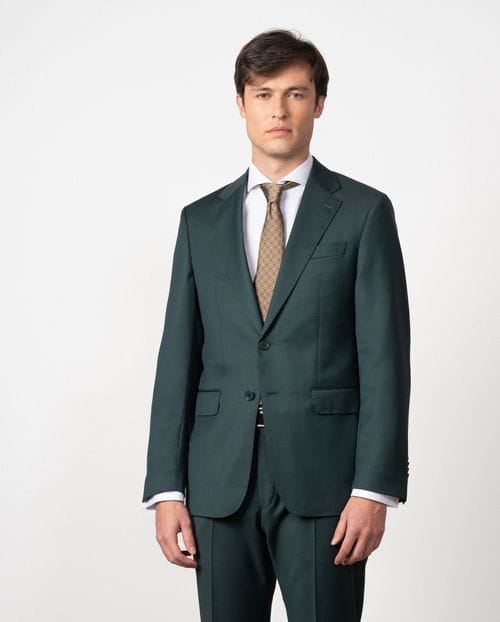 Slim fit suit of false plain 100% wool fabric