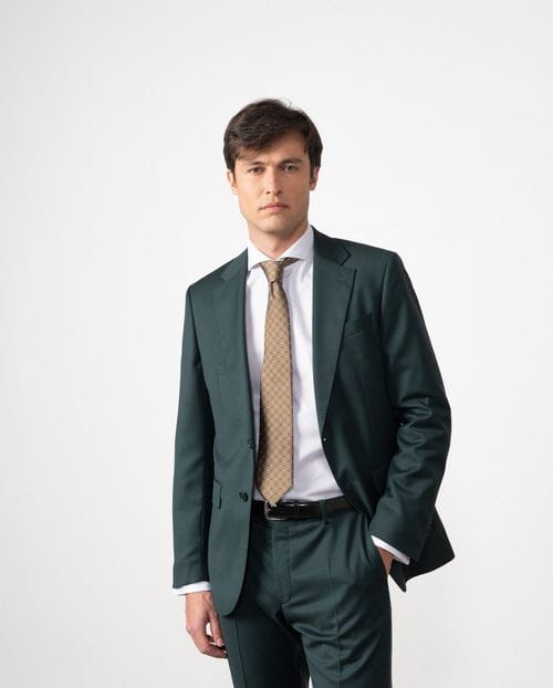 Slim fit suit of false plain 100% wool fabric