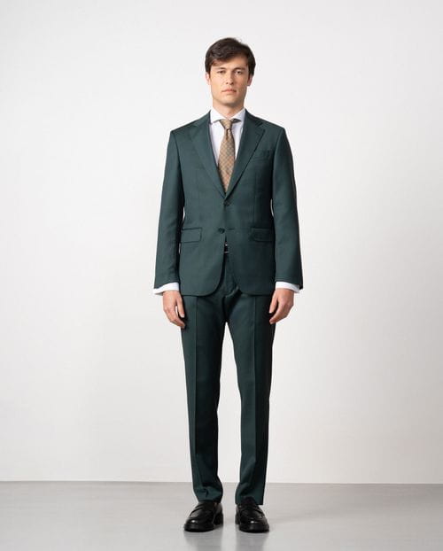 Slim fit suit of false plain 100% wool fabric