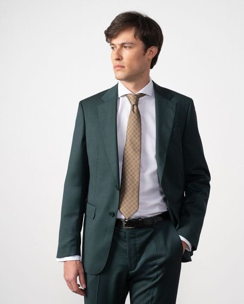 Slim fit suit of false plain 100% wool fabric