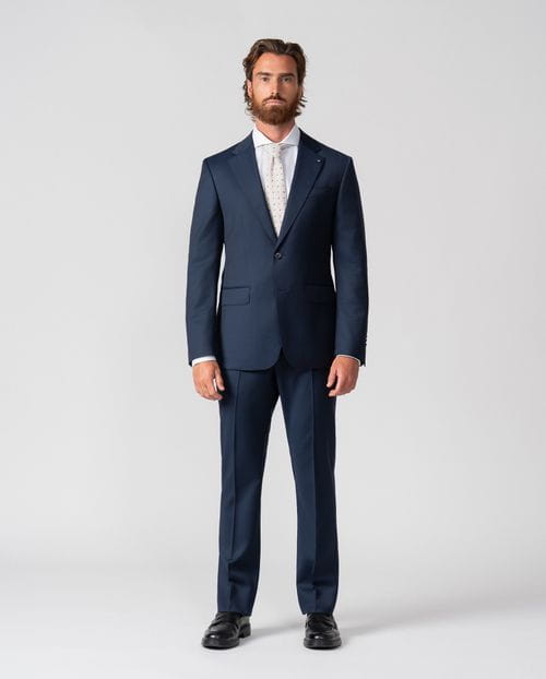Slim fit suit of false plain 100% wool fabric