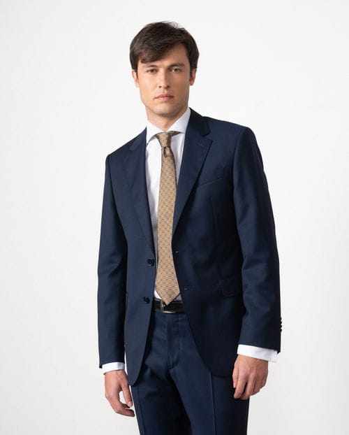 Slim fit suit of false plain 100% wool fabric