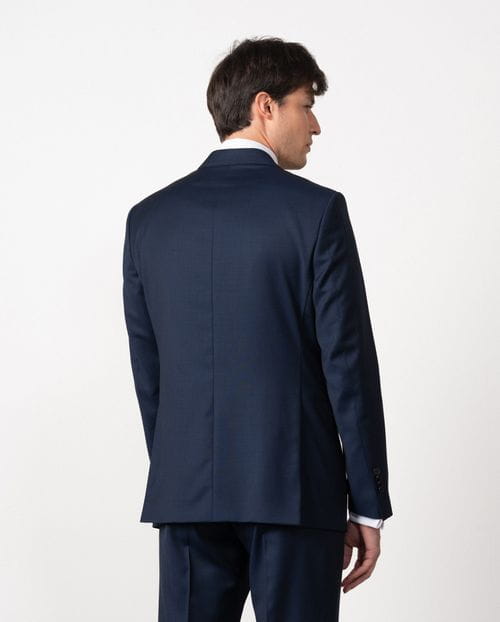 Traje slim fit en falso liso 100% lana