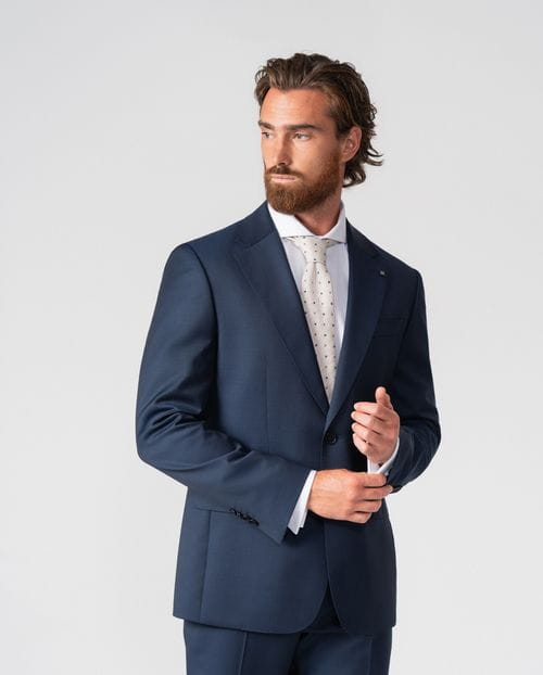 Slim fit suit of false plain 100% wool fabric