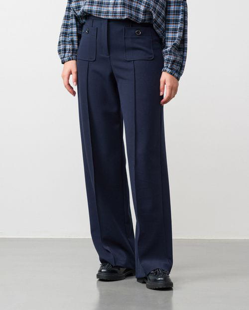 Flare high-rise trousers with patch pocket