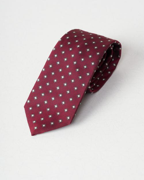 Silk tie in geometric jacquard pattern