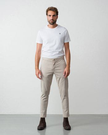 Sport chino trousers with cord and elastic waistband of elastic tencel-cotton