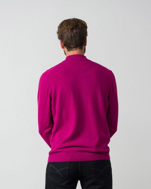 Plain Perkins neck sweater with zipper