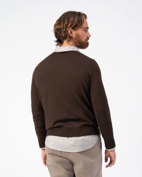 Knitted plain V-neck pullover