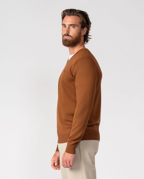 Knitted plain V-neck pullover