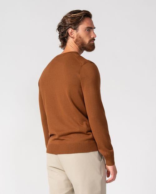 Knitted plain V-neck pullover