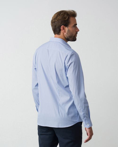 Camisa mil rayas entallada extra-slim fit en popelín elástico