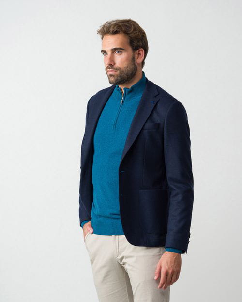 <p>Unstructured extra-slim fit jacket without lining of knitted 'boiled wool'</p>