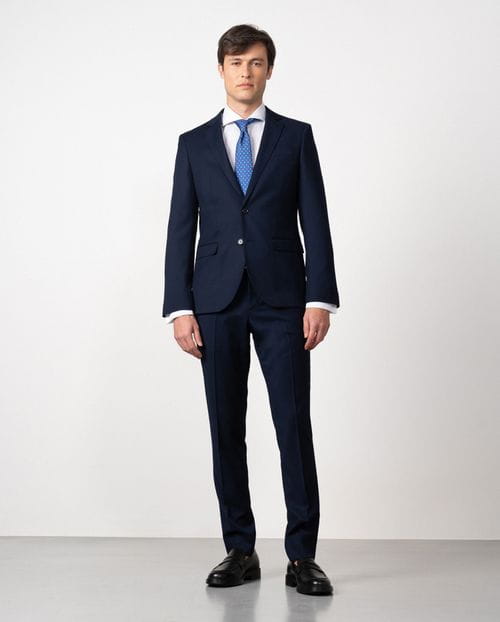 Traje recto extra-slim fit de tejido elástico