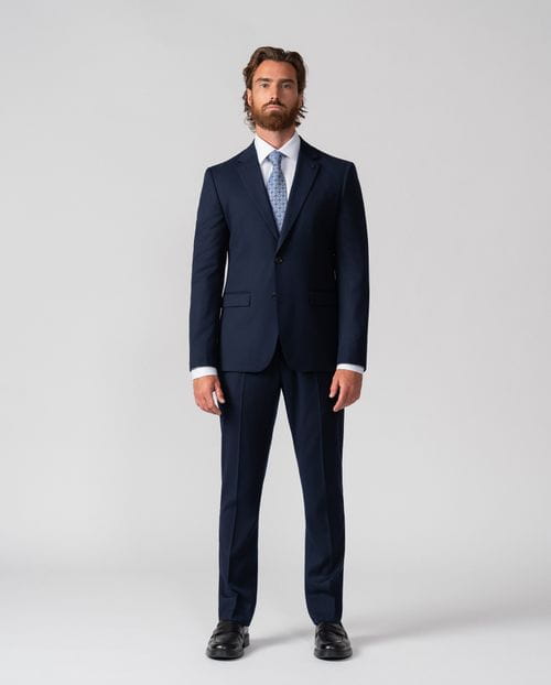 Traje recto extra-slim fit de tejido elástico