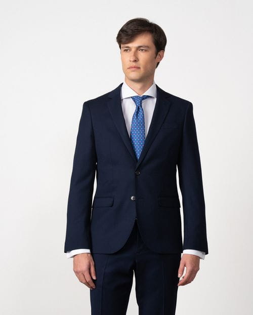Traje recto extra-slim fit de tejido elástico