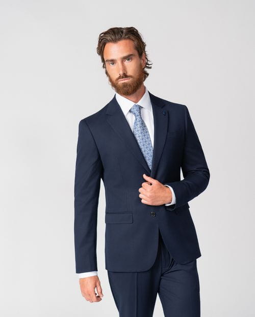 Traje recto extra-slim fit de tejido elástico