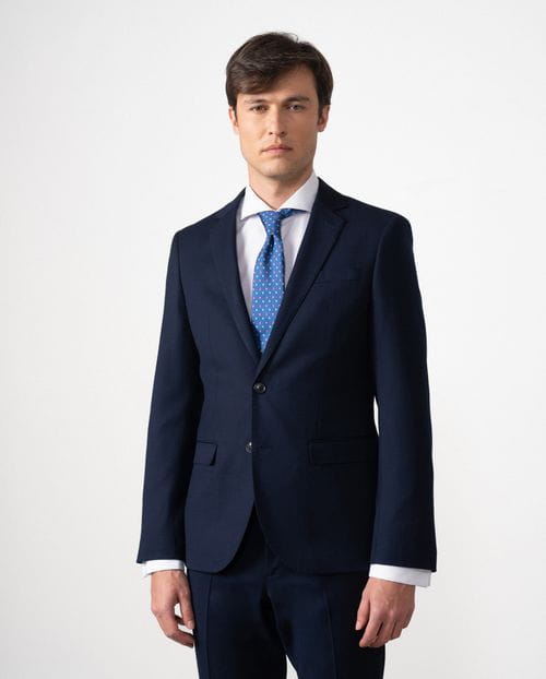 Traje recto extra-slim fit de tejido elástico