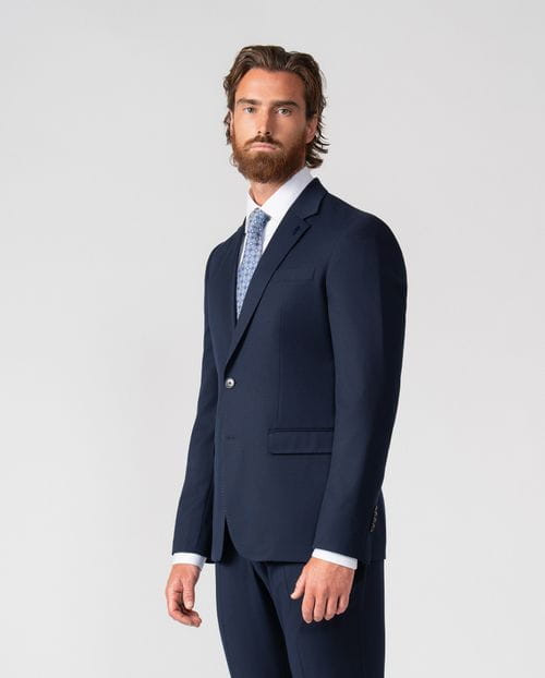 Traje recto extra-slim fit de tejido elástico
