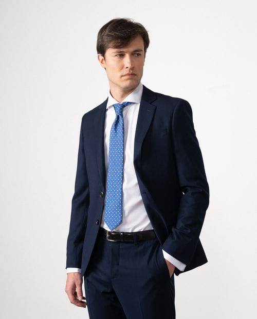 Traje recto extra-slim fit de tejido elástico