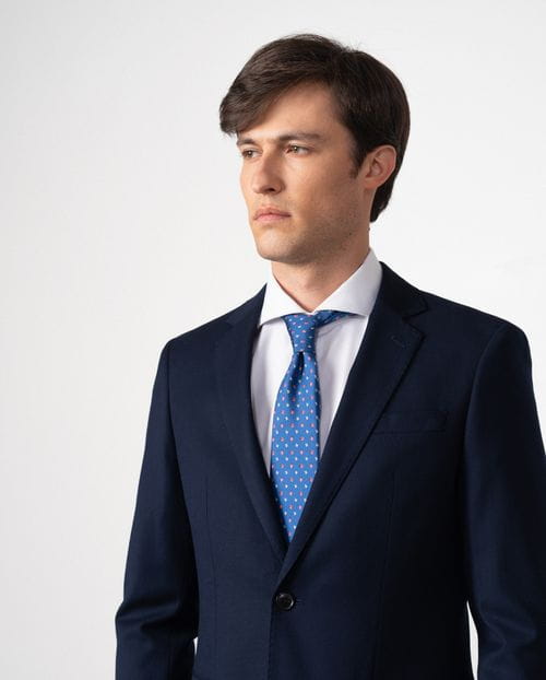 Extra-slim fit suit of elastic plain fabric