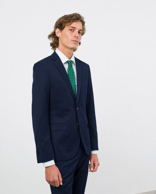 Traje recto extra-slim fit de tejido elástico