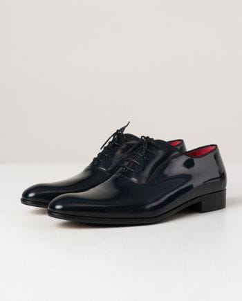 Navy dress shoe of semi-shine leather