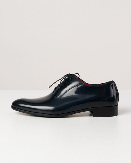Navy dress shoe of semi-shine leather