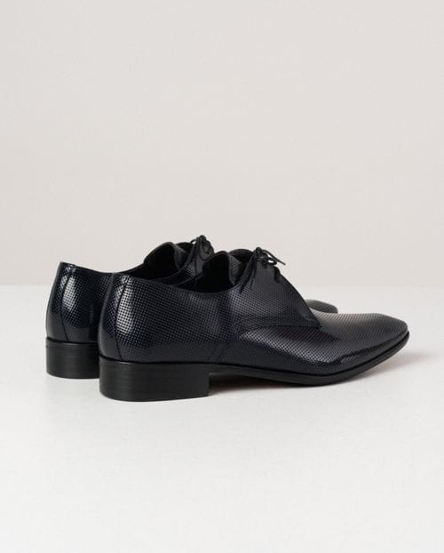 Navy dress Blucher shoe of dotted leather