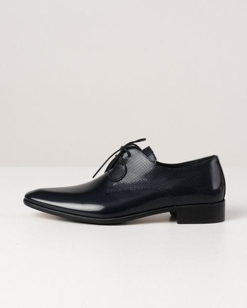 Navy dress Blucher shoe of dotted leather