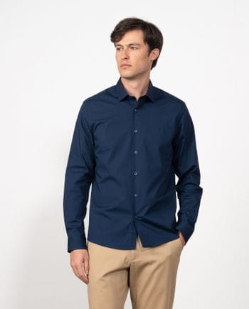 Extra slim-fit shirt of elastic cotton poplin