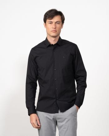 Extra slim-fit shirt of elastic cotton poplin