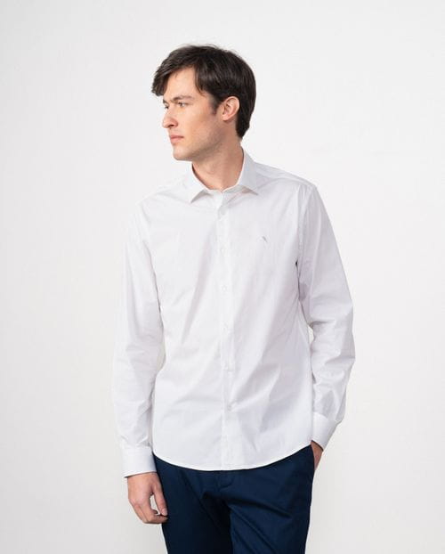 Camisa extra slim fit en popelín de algodón elástico