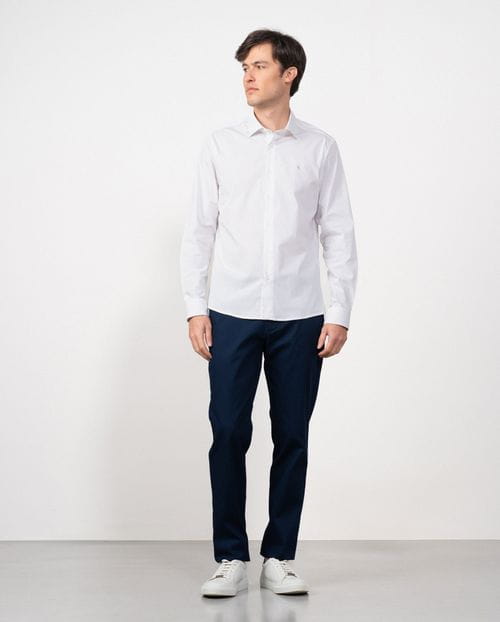 Camisa extra slim fit en popelín de algodón elástico