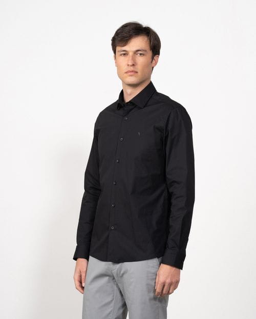 Extra slim-fit shirt of elastic cotton poplin