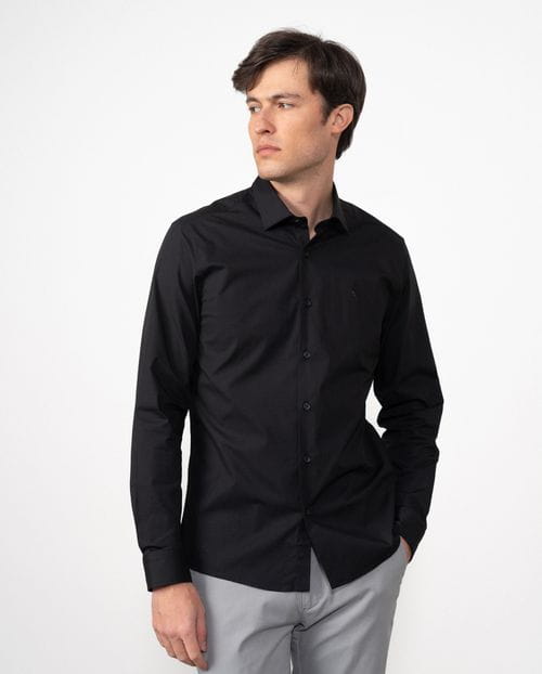 Extra slim-fit shirt of elastic cotton poplin