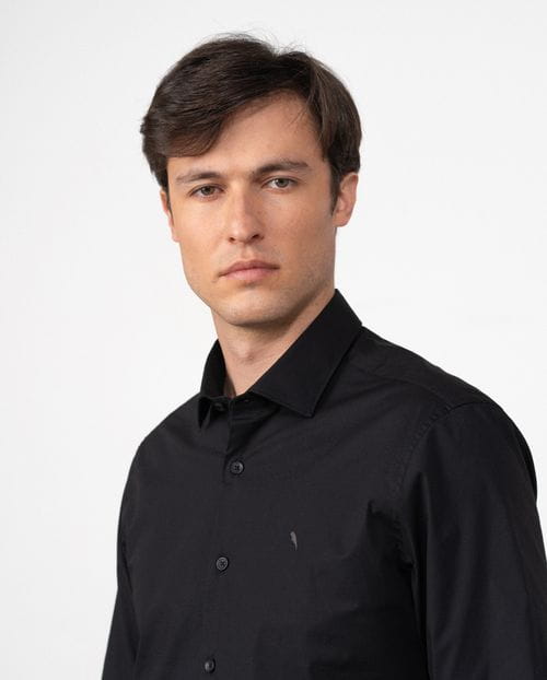 Extra slim-fit shirt of elastic cotton poplin