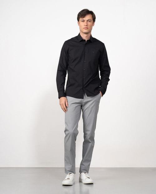 Extra slim-fit shirt of elastic cotton poplin