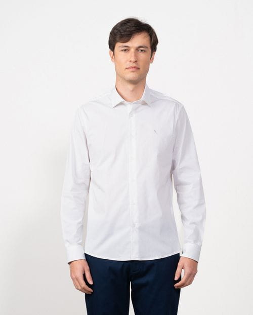 Camisa extra slim fit en popelín de algodón elástico