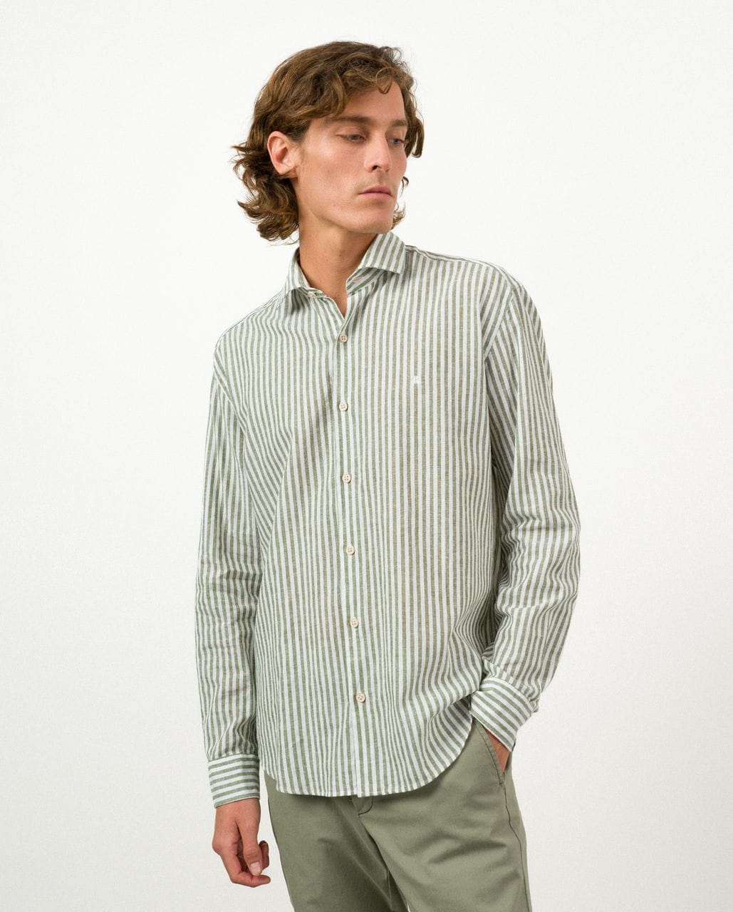 トップス BIYOMA COTTON LINEN STRIPE WPOCKET SHIRT COTTON LINEN STRIPE W POCKET SHIRT（コットンリネンストライプ