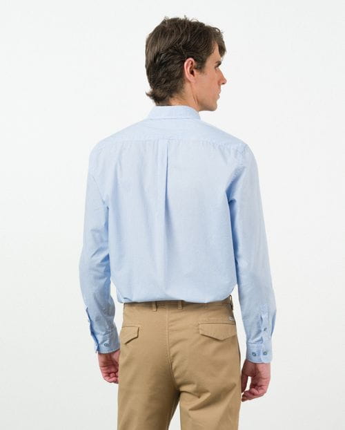 Camisa sport regular fit en microdibujo de algodón