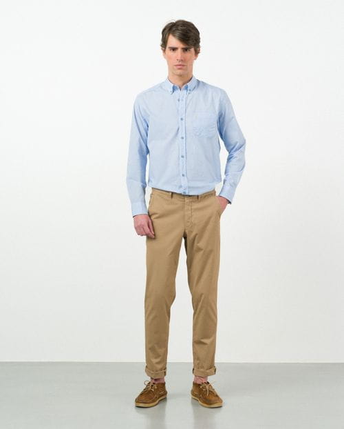 Camisa sport regular fit en microdibujo de algodón