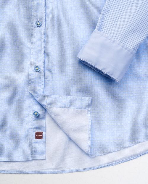 Camisa sport regular fit en microdibujo de algodón