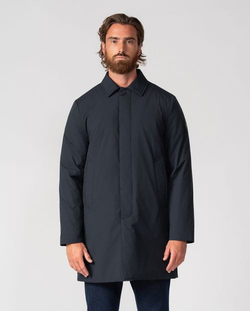 Short ultralight trench in a `down jacket´ style with shirt collar